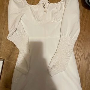 White long sleeve mini dress